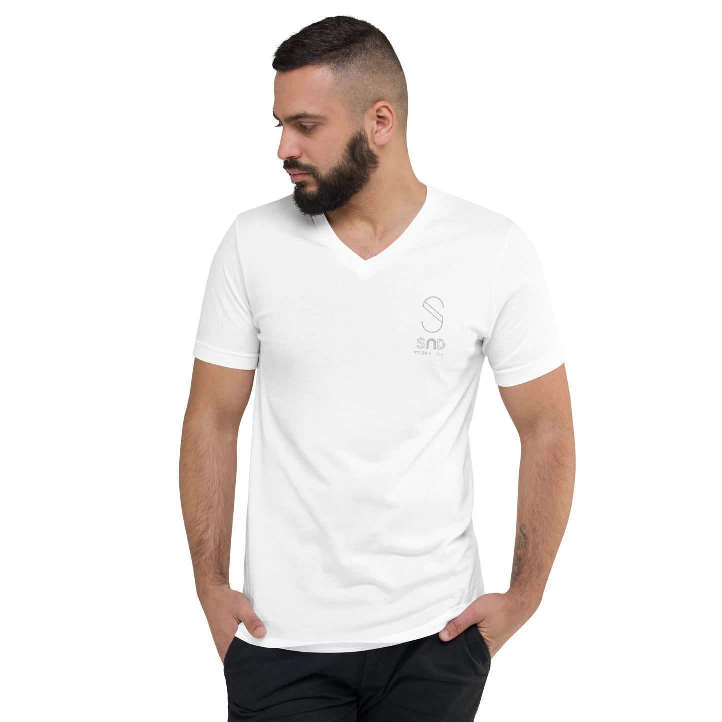 Embroidered Logo - Short Sleeve V-Neck T-Shirt